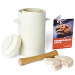 HomeBuddy Fermentation Crock with Weights - 1 Gallon Fermentation Kit Ceramic Sauerkraut Crock with Fermenting Crock Lid - Onggi Kimchi Container, Pickling Crock or Sourdough Crock (White)