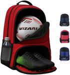 Vizari Soccer Backpack With Ball Compartment and Vented Ball Pocket and Mesh Side Cargo Pockets for Adults and Teens