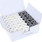 New brothread 144pcs (96White + 48Black) 60S/2(90WT) Prewound Bobbin Thread Plastic Size A SA156 for Embroidery and Sewing Machine Cottonized Soft Feel Polyester Thread Sewing Thread