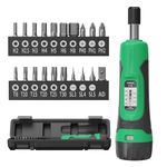 LLAVETOR Torque Screwdriver, 1/4" Drive Screwdriver Torque Wrench 10-70 Inch Pounds, Torque Screwdriver Wrench Set, 20 Pcs Torque Wrench Bits Set for Bike,Tool,Maintenance Green