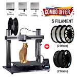 Snapmaker A350T 3D Printer 2.0 at Models 3-in-1 with Three White Filament and Two Black PLA Filament, Upgraded 3D Printer with 3D Printing/Laser Engraving/CNC Carving, Working Volume up to 320x350x330mm,UL Certified