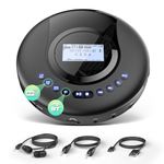 Arafuna Portable CD Player - Discman - DAB+/FM Radio - CD, CD-R/RW, CD Player Bluetooth with Audiobook Function - Antishock - Integrated Battery 2000 mAh - Black