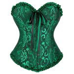 jutrisujo Women's Bustiers & Corsets Top Sexy Bustier Floral Lace Up Plus Size Costume Satin Renissance Green 3XL