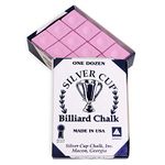 One Dozen Pink Silver Cup Pool Cue Chalk