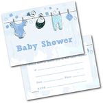 doodlecards Baby Shower Invites and Envelopes Baby Clothes Blue Invitations Pack of 20 Postcards and Envelopes. Printed in UK, Premium Quality & 100% Recyclable.