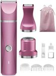 unibono 3-in-1 Electric Razor for Women - Waterproof Bikini Trimmer,Rechargeable Electric Shaver for Lady,Pubic Hair Trimmer Women,Personal Trimmer Groomer for Body Hair (Rose Red, RR-1)