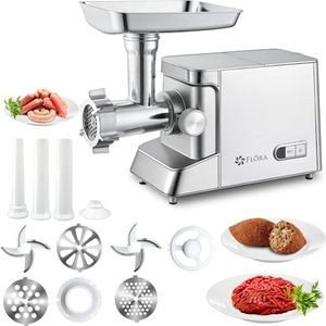 Flora Electric Meat Mincer-Electrical Grinder Machine with Sausage Stuffer and Kibbe Maker Function, Multipurpose Kitchen Tools for Mincing, Chopping, Slicing-Heavy Duty Powerful 3400W-MGM-GH700