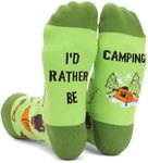 Bibalabili Theme Funny Novelty Socks for Christmas Gifts, I’d Rather Be Crazy Crew Cotton Scoks, Camping-2, One Size