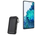 BoxWave Power Bank Compatible with Samsung Galaxy S20 FE - Solar Rejuva PowerPack (10000mAh), Solar Powered Backup Power Bank 10000mAh - Jet Black