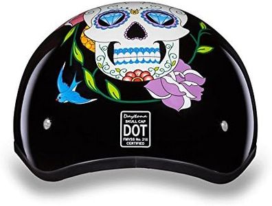 Daytona HELMETS Motorcycle Half Helmet Skull Cap- Diamond Skull 100% DOT Approved