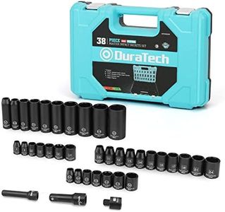 DURATECH 1/2" & 3/8" Drive Impact Socket Set, 38-piece Socket Set, Metric/SAE Sockets with Extension Bars and Impact Adapter