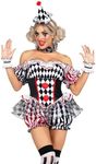 Leg Avenue Women's Darling Harlequin Sexy Clown Costume with Clown Hat Headband, X-Large, Multicolor