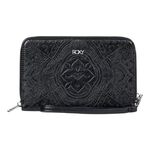 Roxy Women's Stylish Textured Vegan-Friendly Faux Leather Wristlet Wallet with Embossed Artwork, Anthracite, Back in Brooklyn, Back in Brooklyn