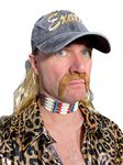 Rubber Johnnies EXOTIC BASEBALL CAP with blond hair attached, Tiger Man, Big Cat, Dress Up, Blond, Handle Bar Moustache, Park, TV, Movie Star