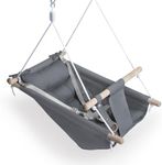 Baby Swing for Infants to Toddlers,Indoor Outdoor Wooden Hanging Swing Seat with Safety Belt and Mounting Hardware, Suitable for Ages Up to 3,Grey