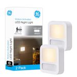 GE Motion Sensor LED Night Light, 2-Pack, Plug-in, Dusk-to-Dawn, Modern, Ideal for Living Room, Bathroom, Bedroom, Hallway, Nursery, Basement, 46439, White | 20 Lumens