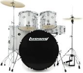 Ludwig Accent 5-piece Complete Drum Set with 22 inch Bass Drum and Wuhan Cymbals - Silver Sparkle