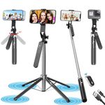 Kratos K5 Selfie Stick with Balance Handle & Recharable BT Remote, Stable 4 Leg Design, Selfie Stick with Tripod Stand for 360° Panoramic Shoot, 62" Long, Made for Phones, Ring Light, Gopro, Camera