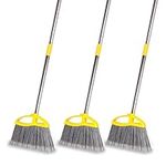 3 Pack Outdoor Broom for Floor Cleaning,Heavy-Duty Broom with Stiff Bristles,Commercial Angle Broom with Long Handle,Sweeping Broom for Patio,Garage, Deck, Lobby, Courtyard