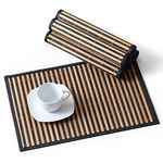 LOVECASA Placemats Set of 6, Bamboo Place Mats [Non-Slip] Washable Table Mats Set of 6 (45CM X30CM), Brown