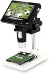 Digital Microscope, WADEO 1000X 4.3" LCD Display Electronic Video Magnifier USB Microscope Magnifier with 8 Adjustable LED Light Rechargeable Handled Metal Stand Microscopes for Children Adults Lab