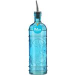 Couronne Co. Olive Branch Recycled Glass Oil or Vinegar Bottle with Pour Spout, B6541P09, 11 Inch Tall, 16.1 Ounce, Aqua Blue
