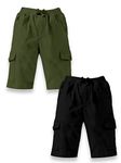 KiddoPanti Boys Knit Solid Cargo Short Pack of 2, Military Green & Jet Black, 10-12Y