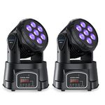 BETOPPER Stage Lights Mini Moving Heads 7x8W LED 9/14CH Disco Lights DJ Lights Dance Lights LED RGBW DMX512 Sound Activated High Energy Light for Party Wedding Club Bars Show (2 Pack)