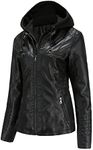 Tagoo Faux Leather Jacket Women Motorcycle Coat for Biker with Removable Hood Plus Size