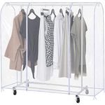 6ft Transparent Clothes Garment Rail Strong Zipped Cover Clear Protective Zip Over Cover for Garment Hanging Coat Racks