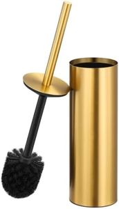 Toilet Brush and Holder Set, Heavy Duty Stainless Steel Toilet Bowl Brush for Deep Cleaning, Removable Inner Bowl with Splash Protection, Dense Bristles, Modern Bathroom Decor