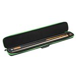 Casemaster Parallax Billiard/Pool Cue Case 600D Oxford Heavyweight Polyester Fabric and Padded Interior, Holds 1 Complete 2-Piece Cue (1 Butt/1 Shaft), Black with Green Trim