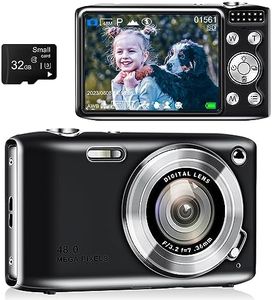 48MP Point and Shoot Digital Camera with Macro Mode, 4K HD Compact Digital Camera with Flash 16x Zoom Anti Shake 2.88 inch IPS Screen Small Digital Camera 32GB SD Card for Teens Kids Seniors