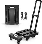 Cheston Portable Folding Platform Trolley for Material Handling I 6 Wheels & 2 Elastic Ropes I Utility Luggage Cart I Telescopic Handle I Heavy Duty Hand Truck for Groceries, Luggage I 150kg Capacity