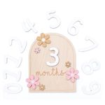 ZYBHMJE 1 Pcs Baby Monthly Milestone Cards with Glue Points Flower-Styled Baby Monthly Milestone Markers Wooden Baby Milestone Discs Photo Props for Infants 0-12 Months Baby Shower Growth Recording