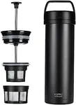 ESPRO P0 Ultralight French Press - Double Walled Stainless Steel Vacuum Insulated Coffee and Tea Maker, 16 Ounce, Matte Meteorite Black