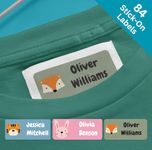 QuoteMyWall 84 Stick On Washable Clothing Labels for School Uniform Clothes | No Iron Personalised Name Sticker Tags Kids, Care Home Customised Peel & Stick Children's Stationery (Pink)