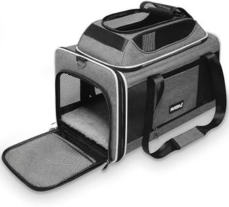 PAPZER Cat Carrier Top-Expandable 18x11x11, United Delta American Airline Approved Dog Carrier, Soft-Sided Pet Carry Bag Under-Seat in Cabin, Puppy Airplane Travel Crate TSA Plane Kitten Cage Grey