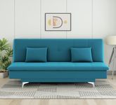 Adorn India New Aspen 3 Seater Sofa Cum Bed 4X6 (Aqua Blue) - 3 Seater, Wood