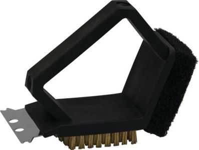 BBQ Buddy 3-in-1 Grill Brush for Outdoor Grill - Grill Cleaner Tool with Grill Scraper - Compact Heavy Duty Handheld Scourer BBQ Brush - Heat Resistant with Ergonomic Handle