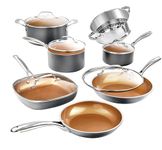 Gotham Steel 12 Piece Pots and Pan Set, Non Stick Cookware Set, Pots and Pans, Pot Set, Pot and Pan Set, Cooking Set, Ceramic Coated, Ultra Durable, Oven and Dishwasher Safe, 100% Toxin Free - Copper