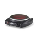 Geepas Single Ceramic Hot Plate, 1200W – Portable Infrared Electric Hob Cooker - Table Top Single Burner Cooktop, Adjustable Temperature, Overheat - Great to use at Campsites Caravans - 1200W, Black