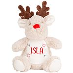 Personalised Reindeer Soft Toy with Name, 1st Christmas Gift, First Xmas Present, New Baby Gift, Newborn Baby Gift, Baby Boy, Baby Girl, Custom Christmas Teddy Bear, Keepsake, Stocking Filler