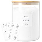 CZSZYGHBAO Large Glass Flour and Sugar Containers Jars with Bamboo Airtight Lid - 100 Fl Oz (3000ml) with Kitchen 42 Pantry Labels for Dry Food, Flour, Pasta, Cereal