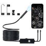 Endoscope Camera with Light, 1920P Borescope Inspection Camera with 8 Adjustable LED Lights, Semi-Rigid Snake Cable 16.5FT, 7.99mm IP67 Waterproof for iPhone, iPad, Android, iOS