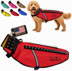 CoyoteVest Dog Harness Protection Vest, Reflective Dog Accessories with Spikes to Shield Your Pet from Raptor and Animal Attacks, Proudly Made in America (Large, Red)