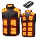 LQIKARL Heated Gilet for Men Women with 27000mAh Battery Bank 17 Heating Zones, Rechargeable Electric Heated Vest Heated Jacket Heated Coat for Outdoor Sking Hunting Hiking Camping Golf M