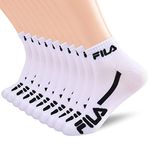 Fila mens Racing Striped Quarter Socks, White (10 Pack), One Size