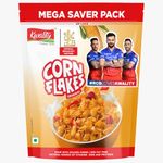 Kwality RCB Corn Flakes 800g | Made with Golden Corns | 99% Fat Free, Natural Source of Vitamin & Iron | High in Protein & Fiber | Endorsed by Royal Challengers Bangalore (RCB) | Healthy Breakfast Cereal