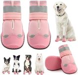 Dog Shoes for Small Dogs, Dog Boots & Paw Protectors for Hardwood Floors, Outdoor Dog Booties for Hot Pavement Winter Snow Hiking, Waterproof Dog Shoes with Reflective Strips Size 1